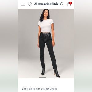 Abercrombie Mixed Frabric Leather and Denim Jeans